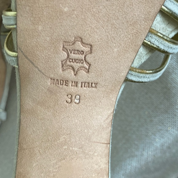 Alejandro Ingelmo Strappy Stiletto Heels Suede Cream Gold 39 - Picture 11 of 11